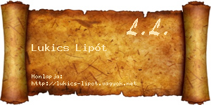 Lukics Lipót névjegykártya